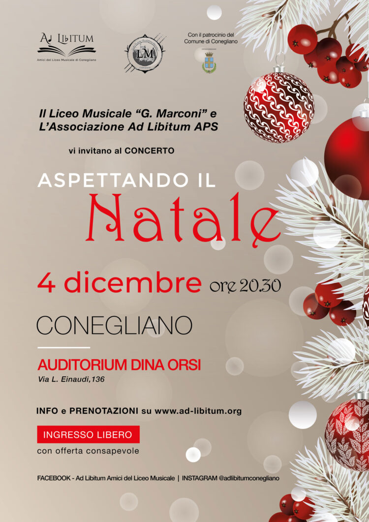 Concerto di Natale a Conegliano il 4 dicembre 2024